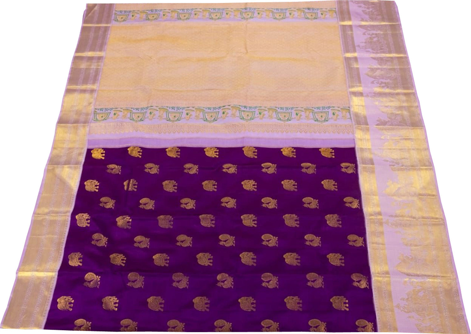 Purple Kanjeevaram Handloom Pure Silk Saree - Luxurion World