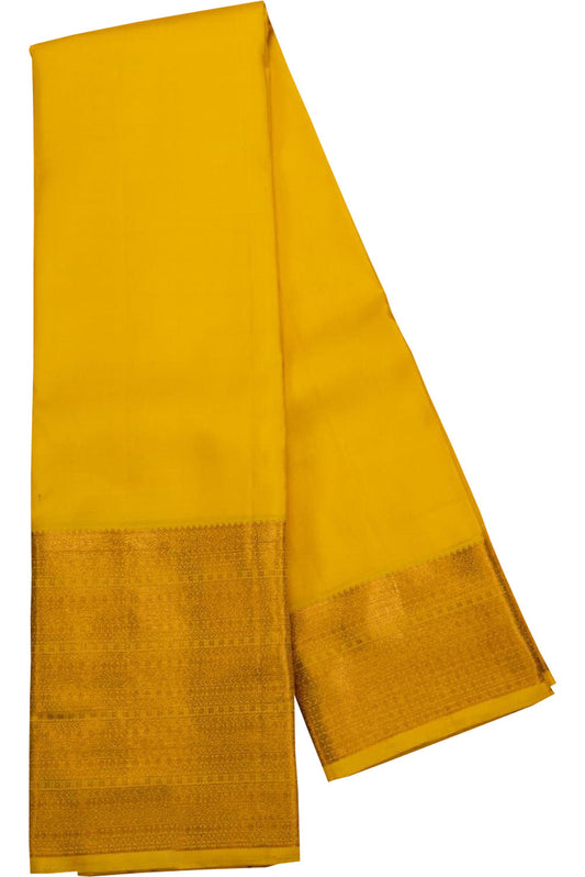 Radiant Yellow Kanjiwaram Pure Silk Saree: Exquisite Elegance and Timeless Beauty
