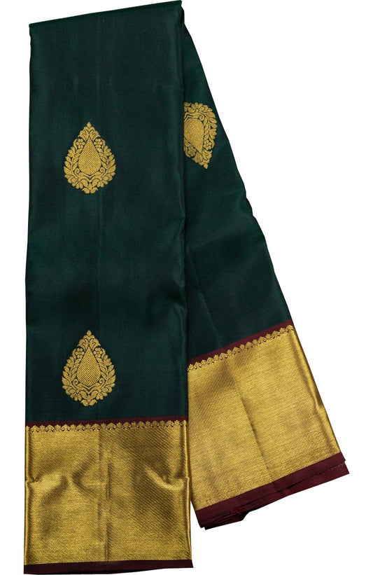 Exquisite Green Pure Kanjiwaram Pure Silk Woven Saree: A Timeless Elegance