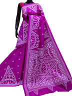 Pink Gujarati Kantha Hand Embroidered Pure Bangalore Silk Saree - Luxurion World