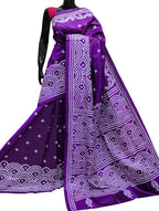 Purple Kantha Gujrati Stitch Hand Embroidered Pure Bangalore Silk Saree: Timeless Artistry in Traditional Craft - Luxurion World