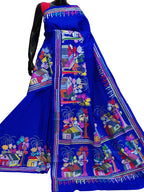 Blue Kantha Work Bangalore Silk Saree - Luxurion World