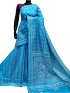 Blue Kantha Work Bangalore Silk Saree - Luxurion World