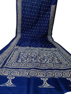 Blue Kantha Work Bangalore Silk Saree - Luxurion World