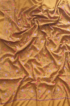 Yellow Embroidered Kashmiri Sozni Work Crepe Flower Design Saree - Luxurion World