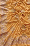 Yellow Embroidered Kashmiri Aari Work Georgette Saree - Luxurion World
