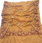 Yellow Embroidered Kashmiri Aari Work Georgette Saree - Luxurion World