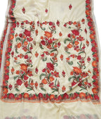 Yellow Embroidered Kashmiri Aari Work Georgette Flower Design Saree - Luxurion World