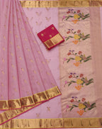 Shop Handloom Real Zari Pink Kota Doria Saree - Ethnic Wear Now! - Luxurion World