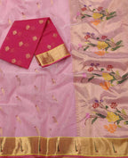 Shop Handloom Real Zari Pink Kota Doria Saree - Ethnic Wear Now! - Luxurion World