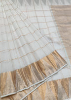 Shop Handloom Real Zari Saree - Off White Kota Doria - Ethnic Wear - Luxurion World