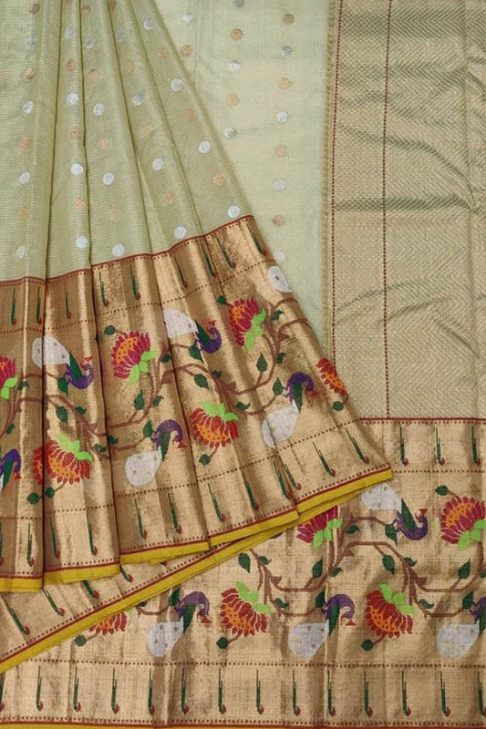 Shop Now for Green Kota Doria Saree with Real Zari & Muniya Border - Ethnic Wear for Women - Luxurion World