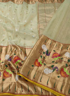 Shop Now for Green Kota Doria Saree with Real Zari & Muniya Border - Ethnic Wear for Women - Luxurion World