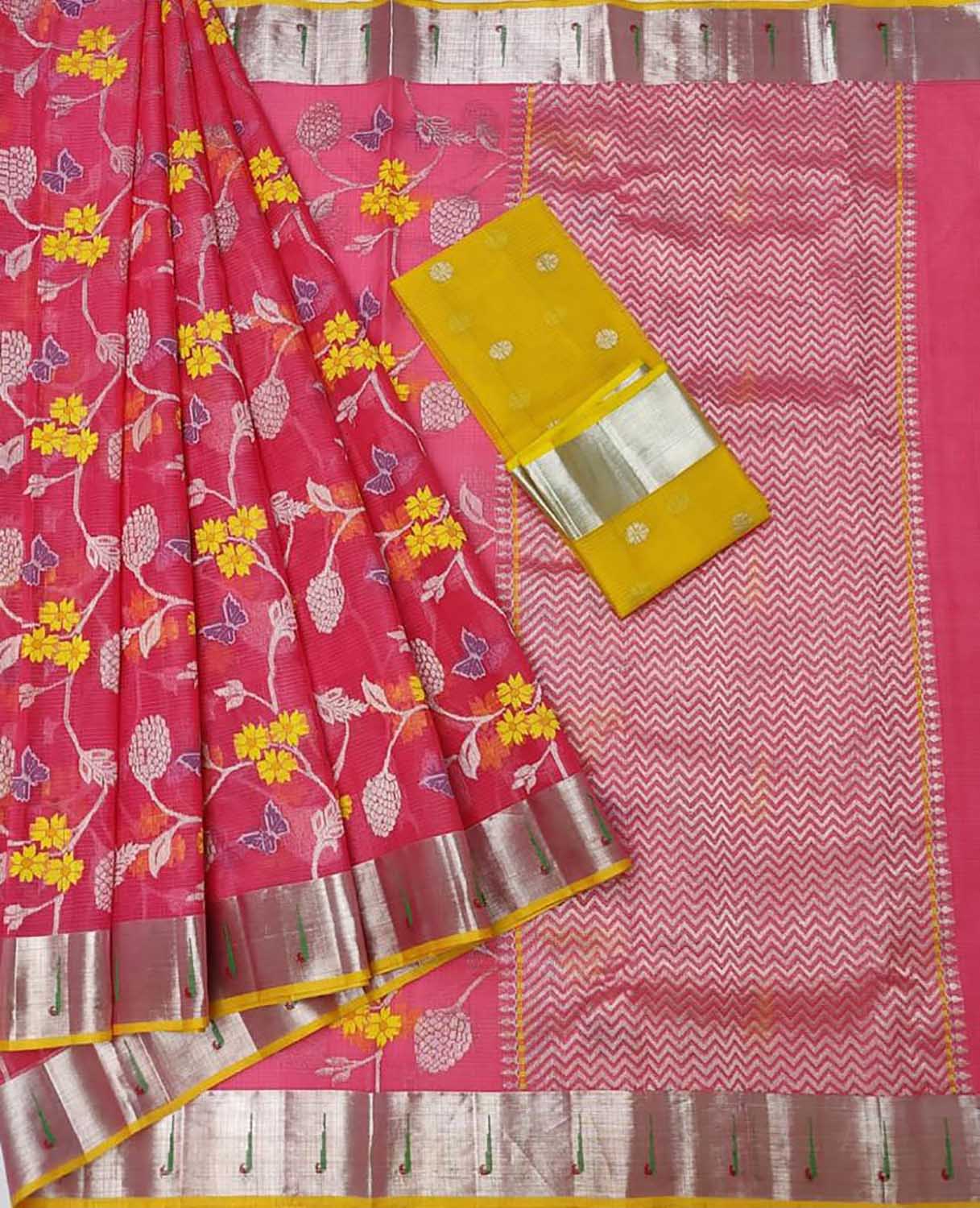 Exquisite Pink Handloom Kota Doria Saree with Real Zari Embellishments - Luxurion World