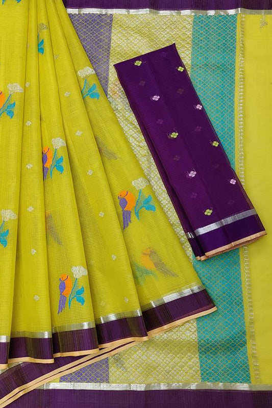 Radiant Yellow Handloom Kota Doria Zari Saree: A Perfect Ethnic Attire - Luxurion World
