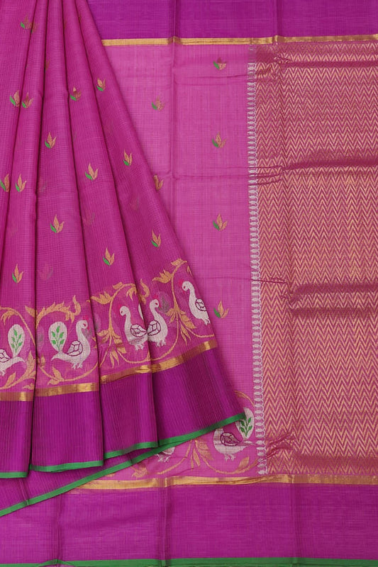 Stunning Pink Handloom Kota Doria Zari Saree - Perfect for Any Occasion - Luxurion World