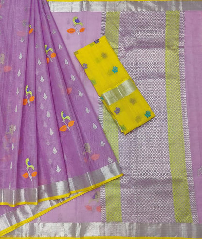 Stunning Purple Handloom Kota Doria Zari Saree for Elegant Occasions - Luxurion World