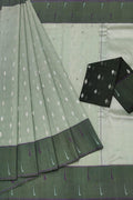 Elegant Grey Handloom Kota Doria Zari Saree - Luxurion World