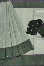 Elegant Grey Handloom Kota Doria Zari Saree - Luxurion World
