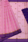 Elegant Pink & Blue Handloom Kota Doria Zari Saree - Luxurion World