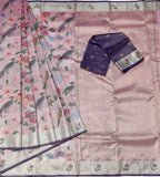 Pink & Purple Handloom Kota Doria Zari Saree - Luxurion World
