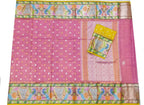 Pink Handloom Tissue Paithani Kota Doria Real Zari Figure Design Saree - Luxurion World