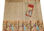 Golden Handloom Tissue Paithani Kota Doria Real Zari Peacock Design Saree - Luxurion World