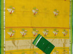 Yellow Handloom Kota Doria Real Zari Bird Deasign Saree - Luxurion World