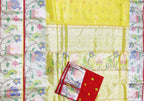 Yellow Handloom Kota Doria Tissue Silk Real Zari Bird And Floral Design Saree - Luxurion World