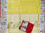 Yellow Handloom Kota Doria Tissue Silk Real Zari Bird And Floral Design Saree - Luxurion World