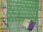 Green Handloom Kota Doria Tissue Silk Real Zari Bird And Floral Design Saree - Luxurion World