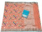 Orange Handloom Kota Doria Real Zari Saree - Luxurion World