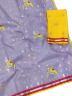 Purple Handloom Kota Doria Real Zari Saree - Luxurion World