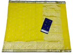 Yellow Handloom Kota Doria Real Zari Saree - Luxurion World