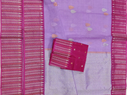 Purple Handloom Kota Doria Real Zari Sona Roopa Saree - Luxurion World