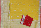 Yellow Handloom Kota Doria Real Zari Saree - Luxurion World
