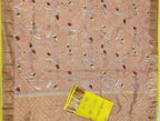 Pink Handloom Kota Doria Tissue Silk Real Zari Sona Roopa Meenakari Saree - Luxurion World