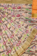 Multicolor Kota Doria Real Zari Handloom Double Tissue Meenakari Saree - Luxurion World