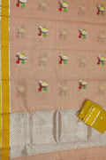Pastel And Yellow Kota Doria Handloom Real Zari Saree - Luxurion World