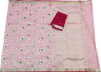Pink And Red Kota Doria Handloom Real Zari Saree - Luxurion World