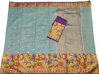 Blue Kota Doria Handloom Real Zari Saree - Luxurion World