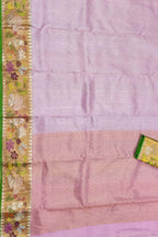 Pink Kota Doria Handloom Real Zari Saree - Luxurion World