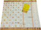 Off White And Yellow Kota Doria Handloom Real Zari Saree - Luxurion World