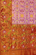 Pink Kota Doria Handloom Real Zari Saree - Luxurion World