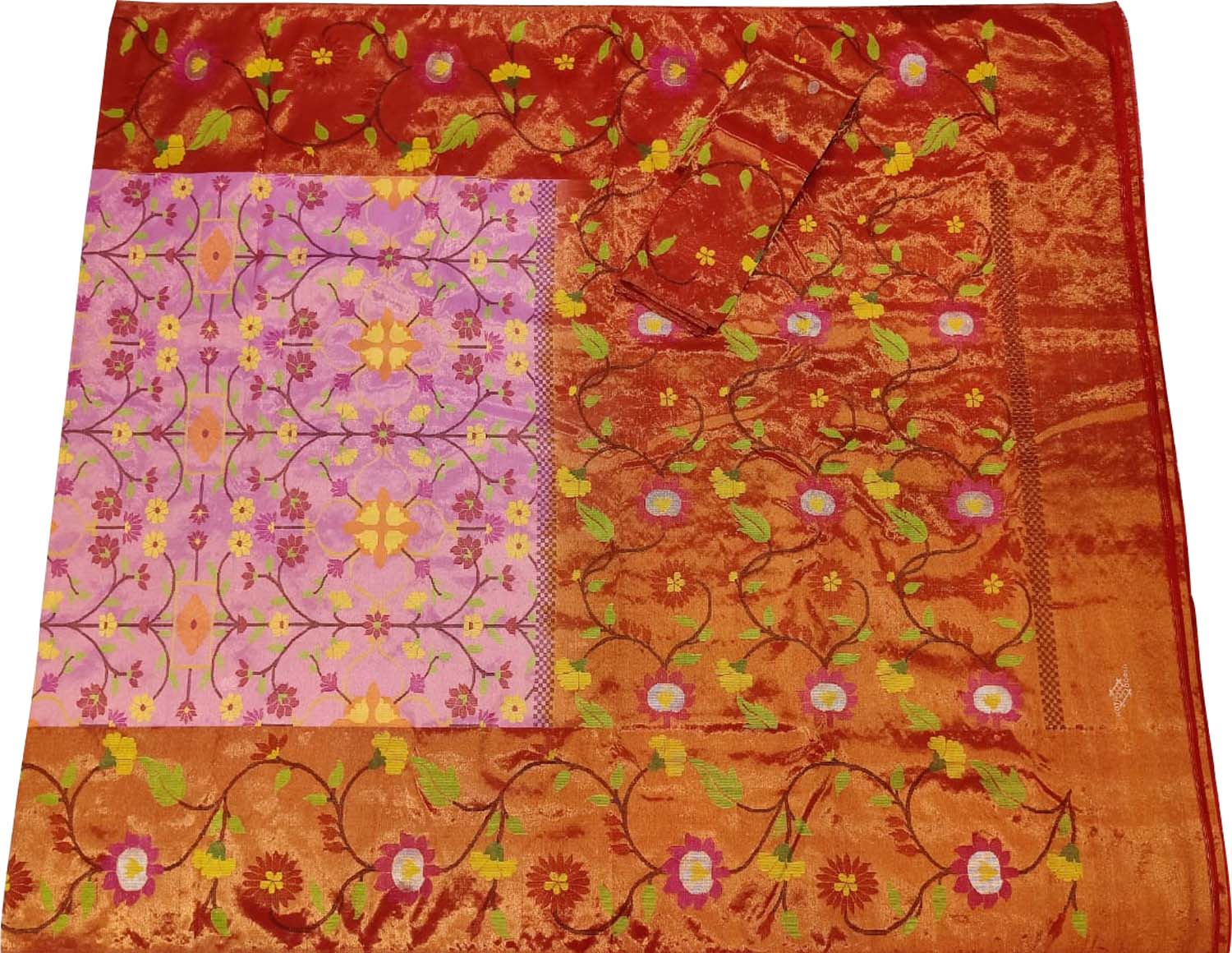 Pink Kota Doria Handloom Real Zari Saree - Luxurion World