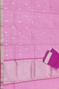 Pink Kota Doria Handloom Real Zari Saree - Luxurion World