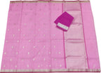 Pink Kota Doria Handloom Real Zari Saree - Luxurion World