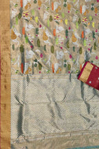 Pastel Kota Doria Handloom Real Zari Double Tissue Saree - Luxurion World