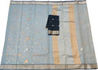 Grey And Black Kota Doria Handloom Real Zari Saree - Luxurion World