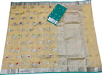 Pastel And Green Kota Doria Handloom Real Zari Saree - Luxurion World